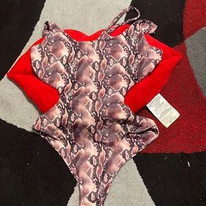 Pink snake skin Mokini swimsuit from fashion nova
